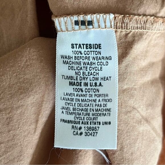 Stateside Voile Short Sleeve Front Twist Button Up Shirt Size Small Neutral Tan - Picture 6 of 6